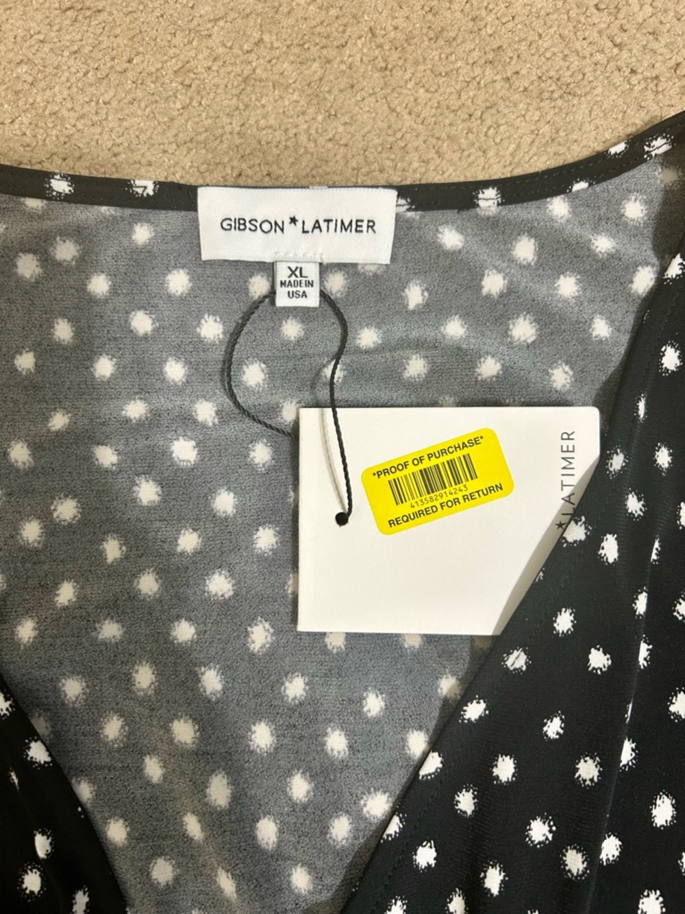 Gibson Latimer NWT Black White Polka Dot High-Low Tie Waist Dress XL - Picture 3 of 6
